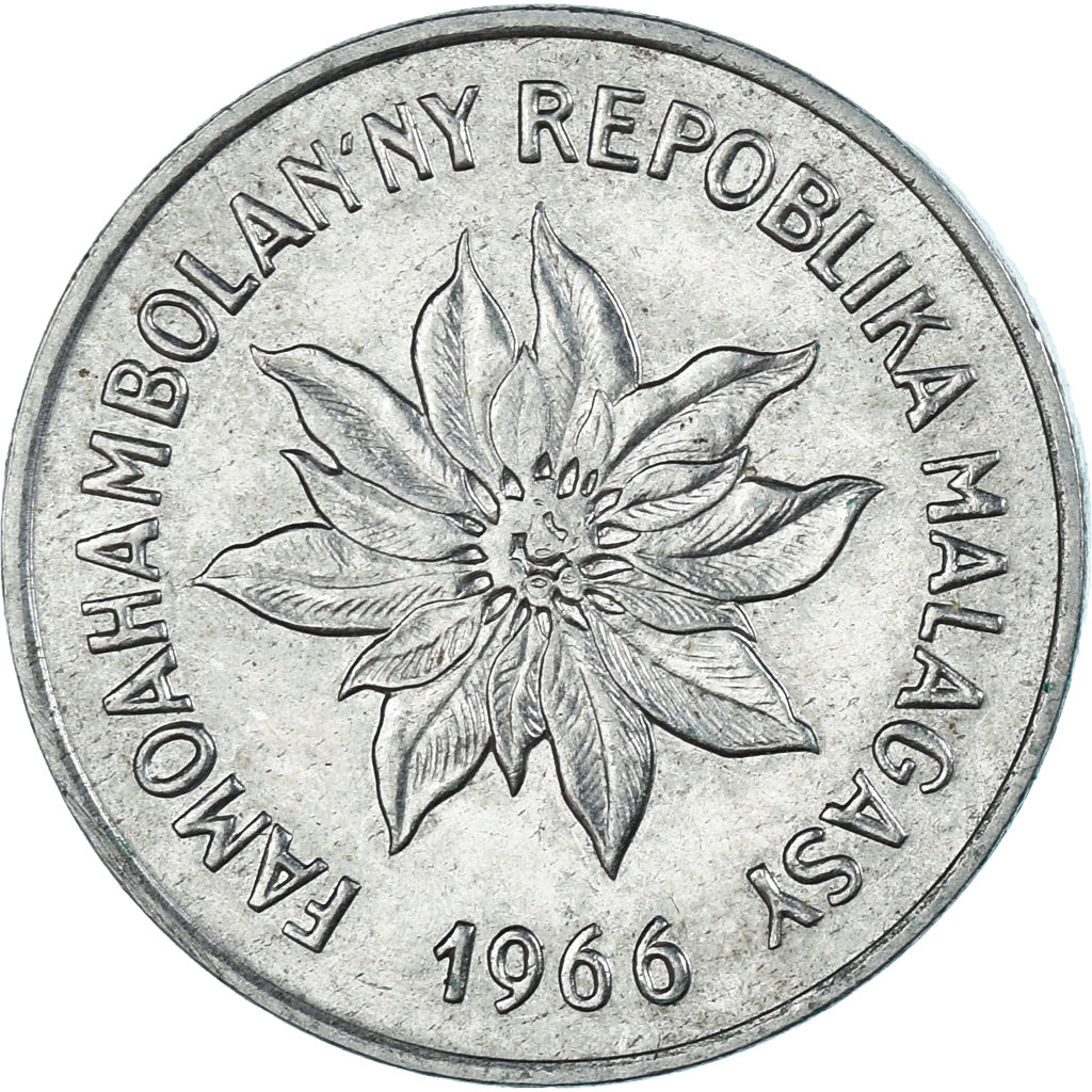 Coin, Madagascar, 5 Francs, Ariary, 1966