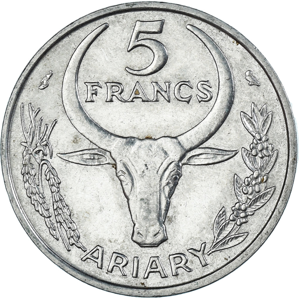 Coin, Madagascar, 5 Francs, Ariary, 1966
