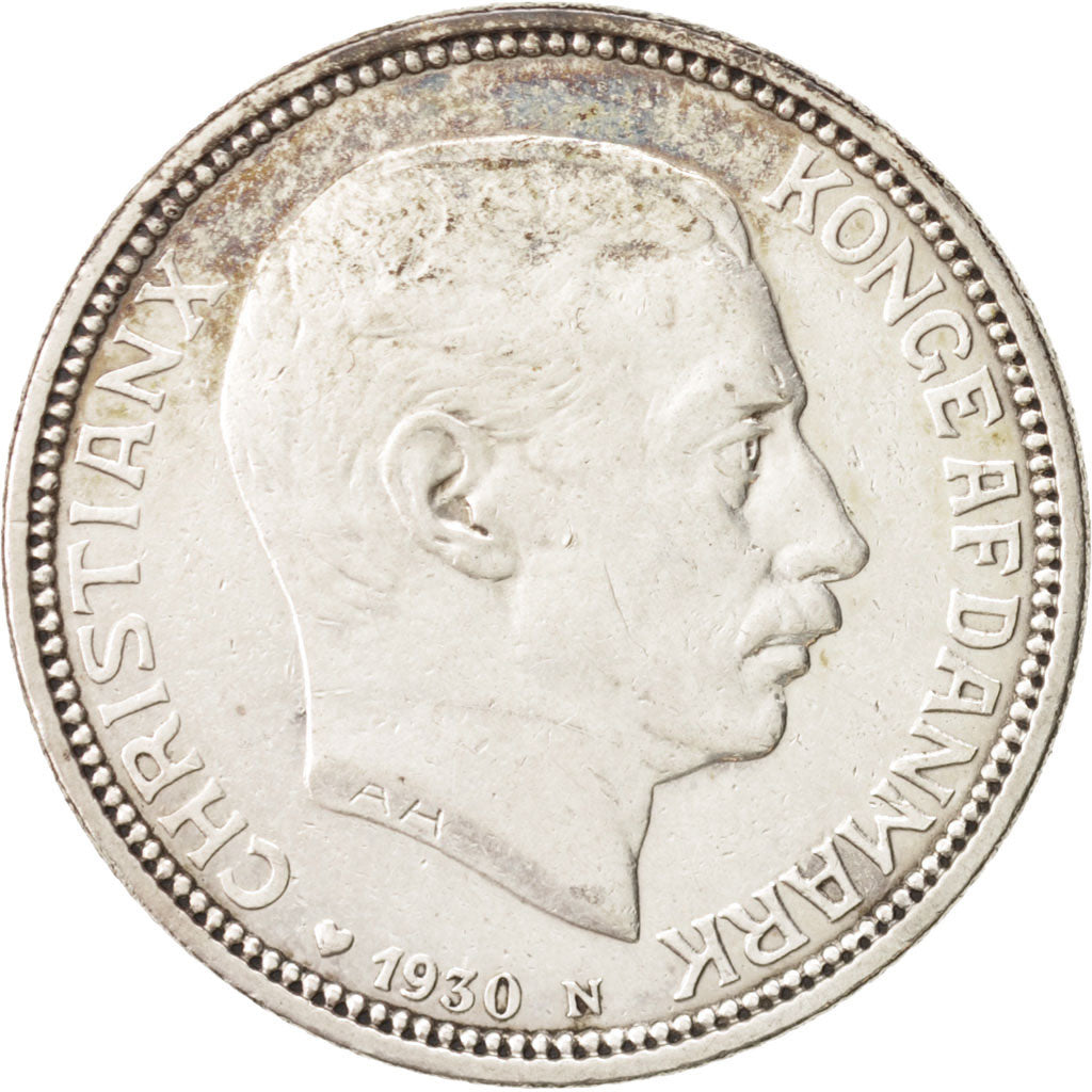 Denmark, Christian X, 2 Kroner, 1930, Copenhagen, EF(40-45), Silver, KM:829