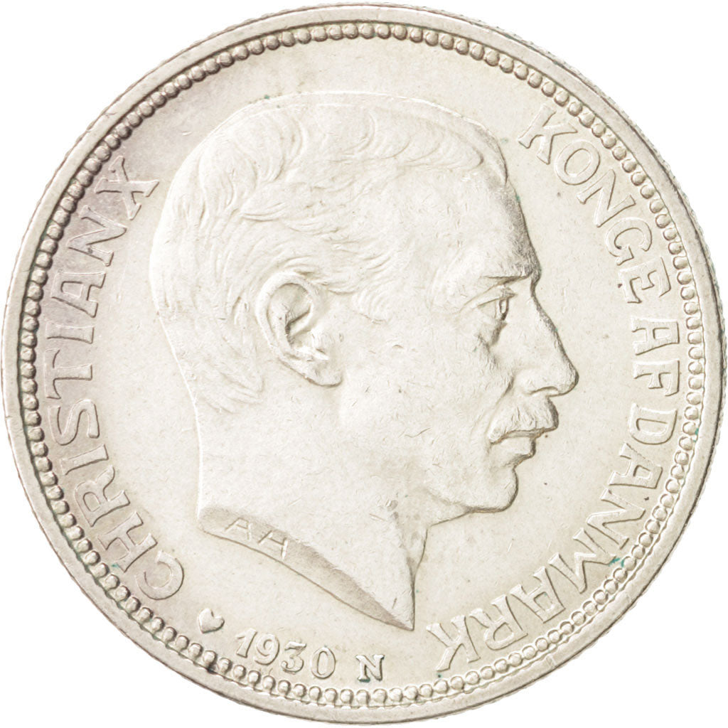 Denmark, Christian X, 2 Kroner, 1930, Copenhagen, MS(60-62), Silver, KM:829