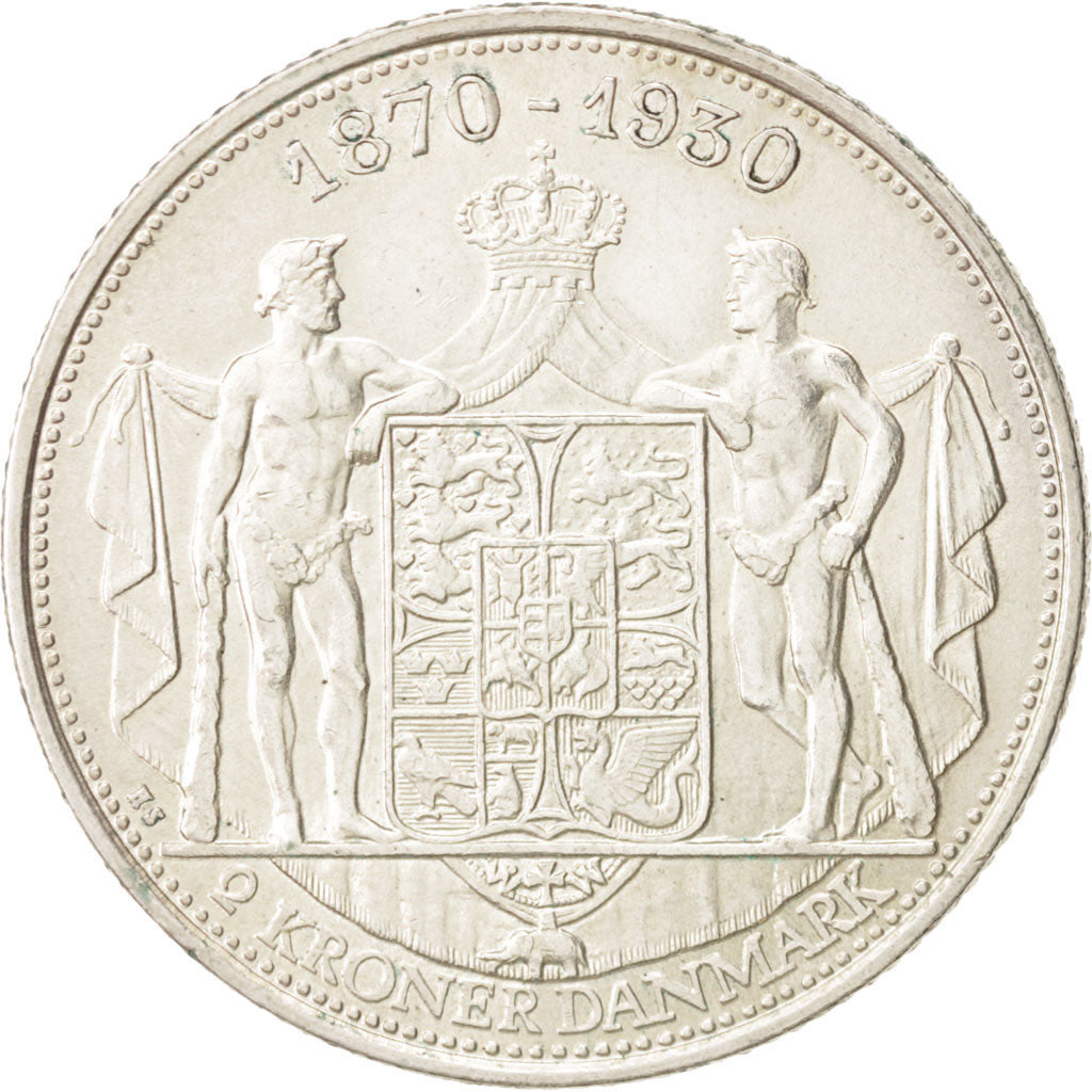 Denmark, Christian X, 2 Kroner, 1930, Copenhagen, MS(60-62), Silver, KM:829
