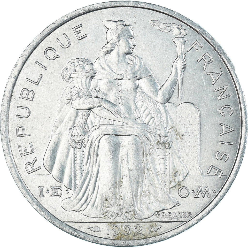 Coin, French Polynesia, 5 Francs, 1992