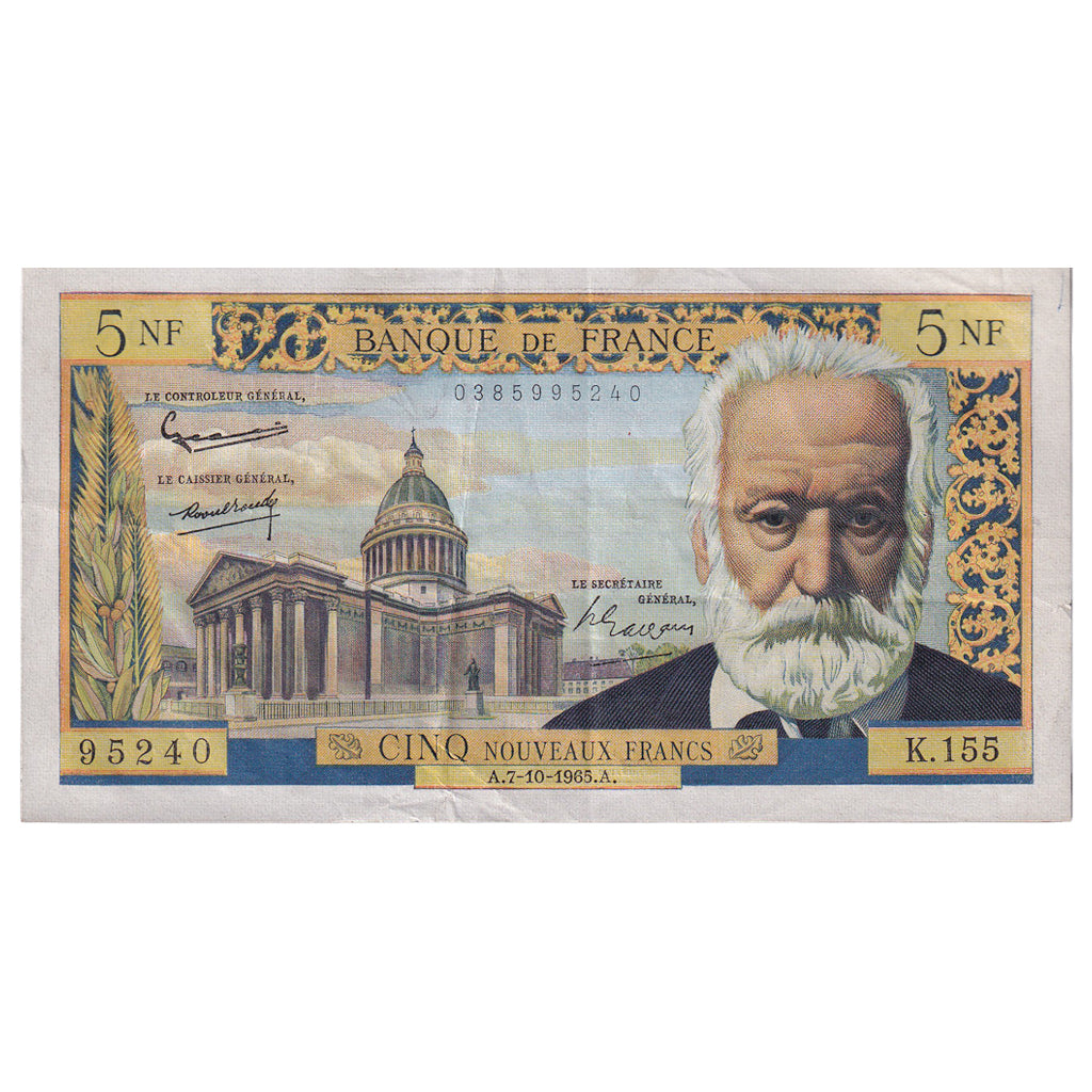 France, 5 Nouveaux Francs, Victor Hugo, 1965, K.155, TTB+, Fayette:56.20