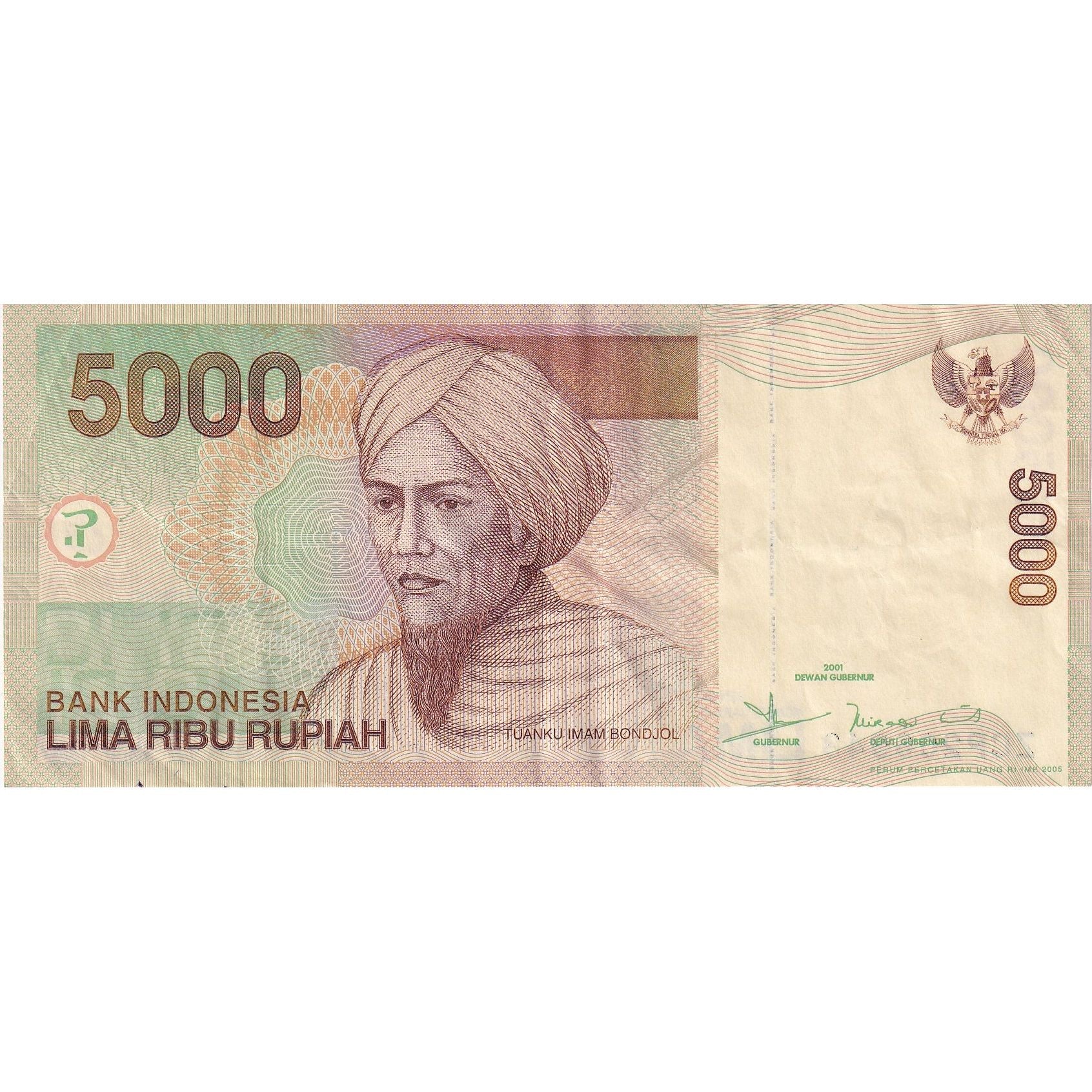 Indonesien, 5000 Rupiah, 2001, KM:142a, SS