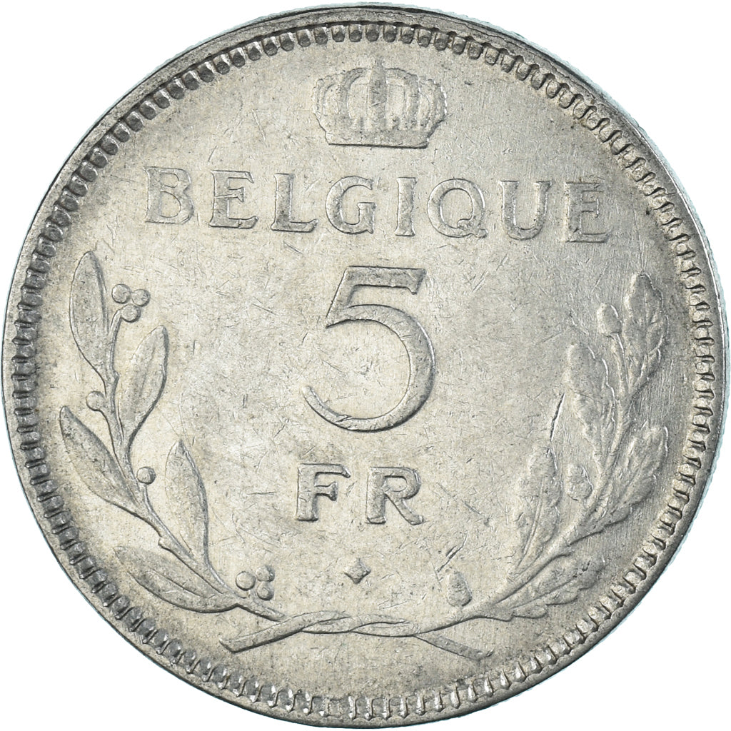 Moeda, Bélgica, 5 Francs, 5 Frank, 1936