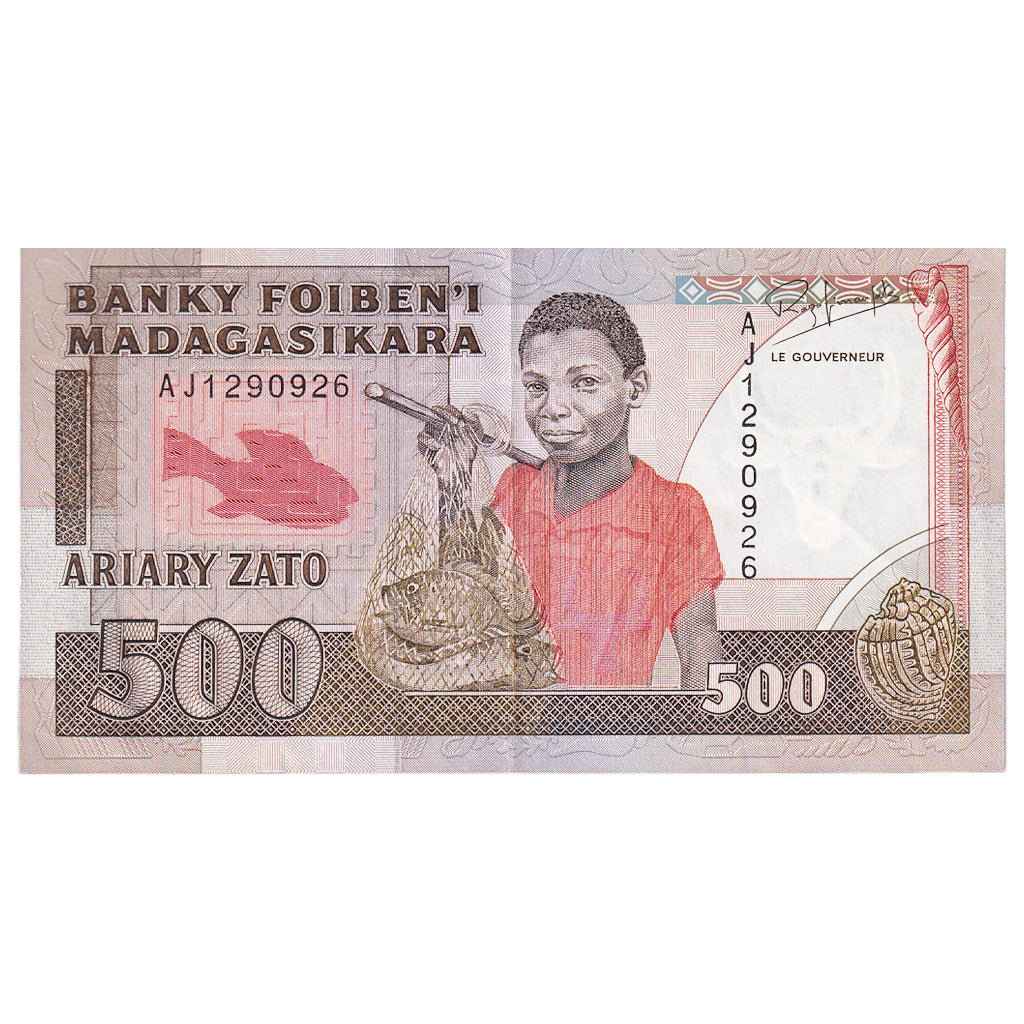 Madagascar, 500 Francs = 100 Ariary, 1988, KM:67a, UNC(65-70)