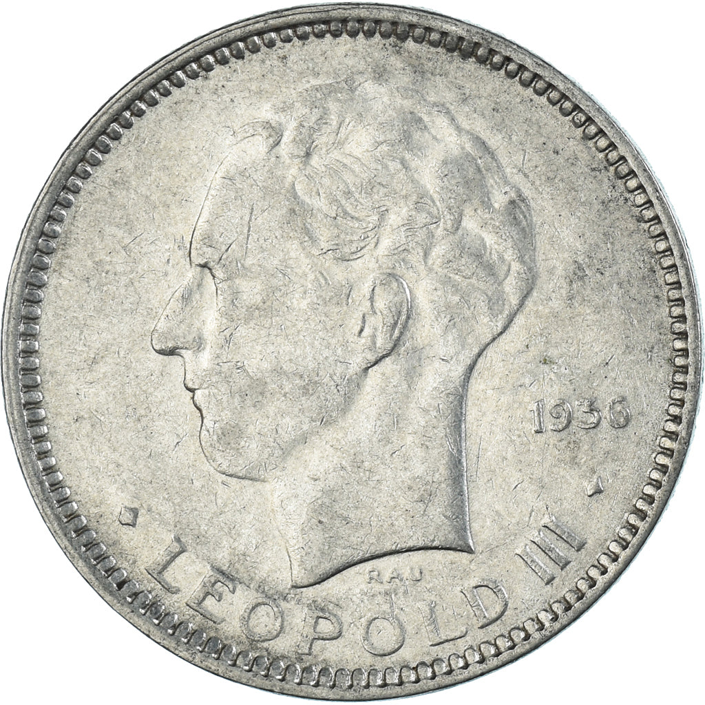 Moneda, Bélgica, 5 Francs, 5 Frank, 1936
