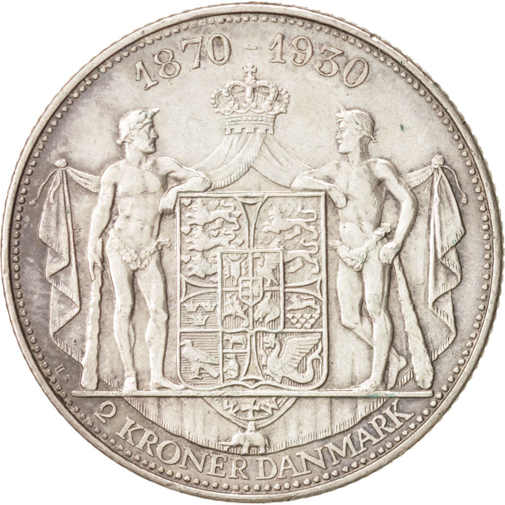 Denmark, Christian X, 2 Kroner, 1930, Copenhagen, AU(50-53), Silver, KM:829