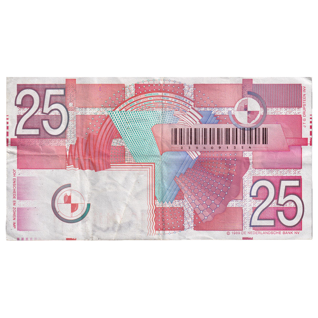 Paesi Bassi, 25 Gulden, 1989, KM:100, BB