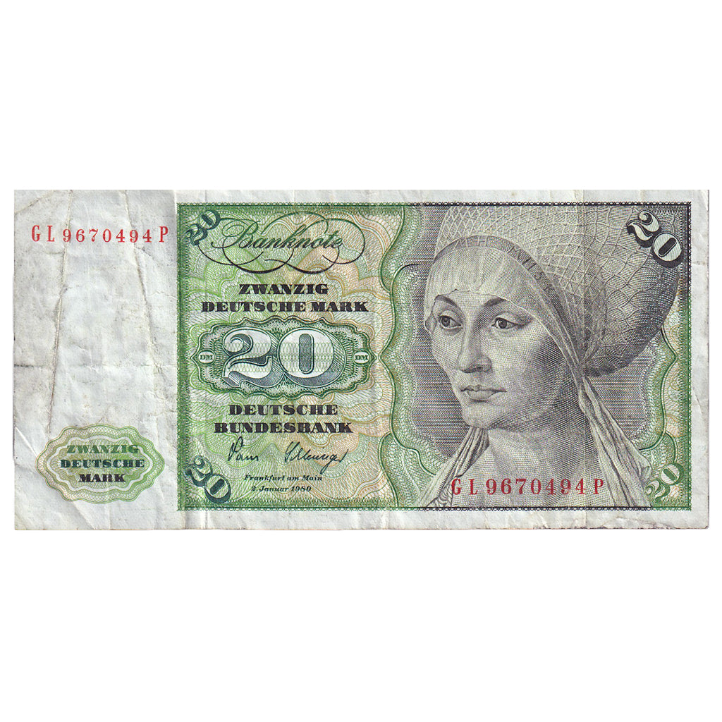 GERMANY - FEDERAL REPUBLIC, 20 Deutsche Mark, 1980, 1980-01-02, KM:32d