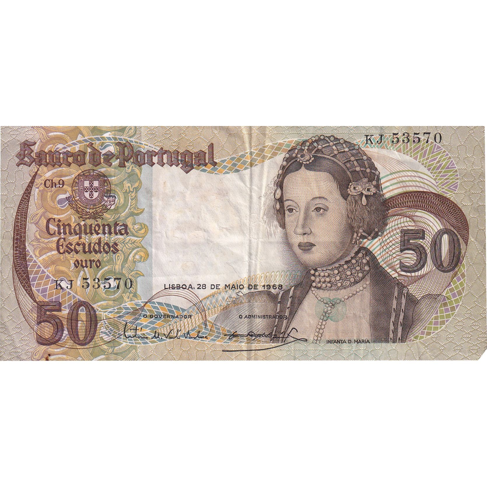 Portogallo, 50 Escudos, 1968, 1968-05-28, KM:174a, BB