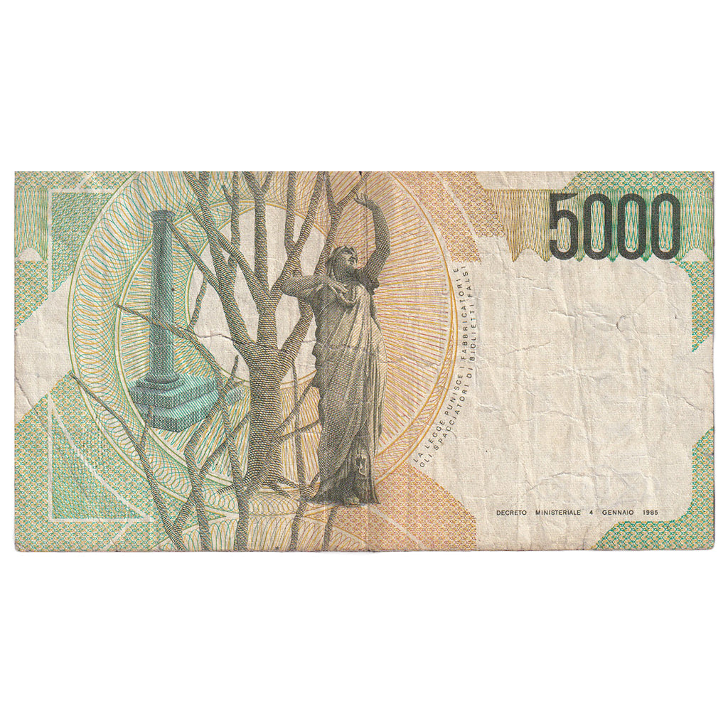 Italy, 5000 Lire, 1985, 1985-01-04, KM:111b, VF(30-35)