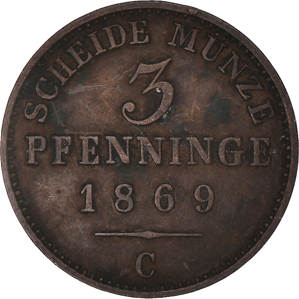 Moneta, Stati tedeschi, 3 Pfennig, 1869