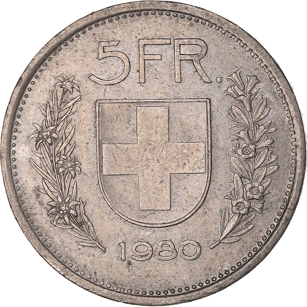 Münze, Schweiz, 5 Francs, 1980