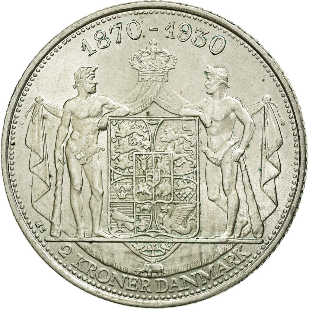 Coin, Denmark, Christian X, 2 Kroner, 1930, Copenhagen, MS(60-62), Silver