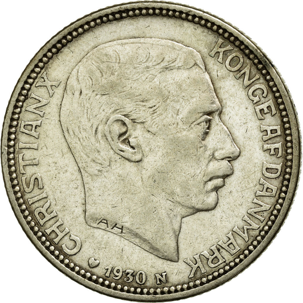 Coin, Denmark, Christian X, 2 Kroner, 1930, Copenhagen, EF(40-45), Silver