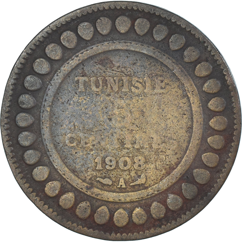 Moeda, Tunísia, 5 Centimes, 1908