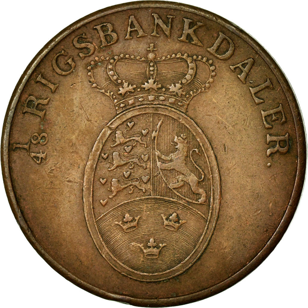 Coin, Denmark, Frederik VI, 2 Rigsbankskilling, 1818, EF(40-45), Copper, KM:689