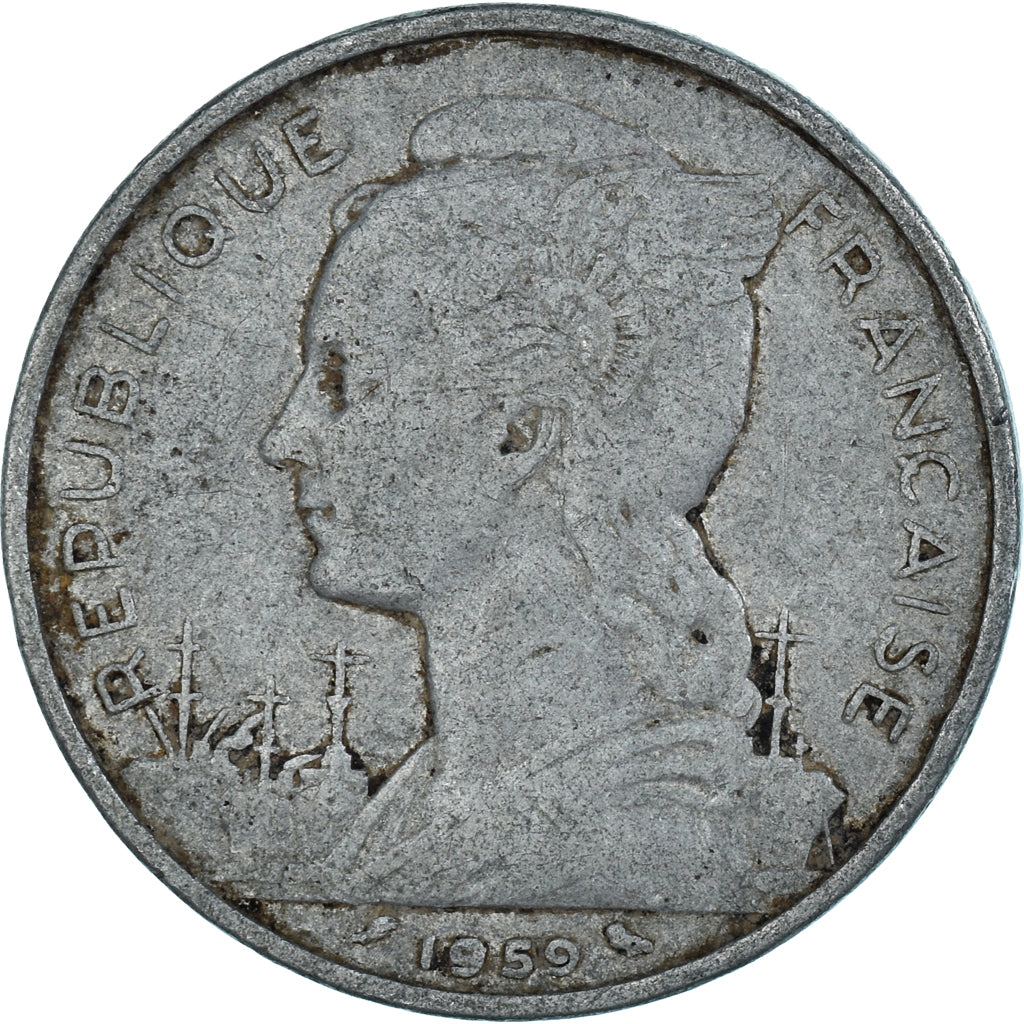 Moneta, Somali Francuskie, 5 Francs, 1959