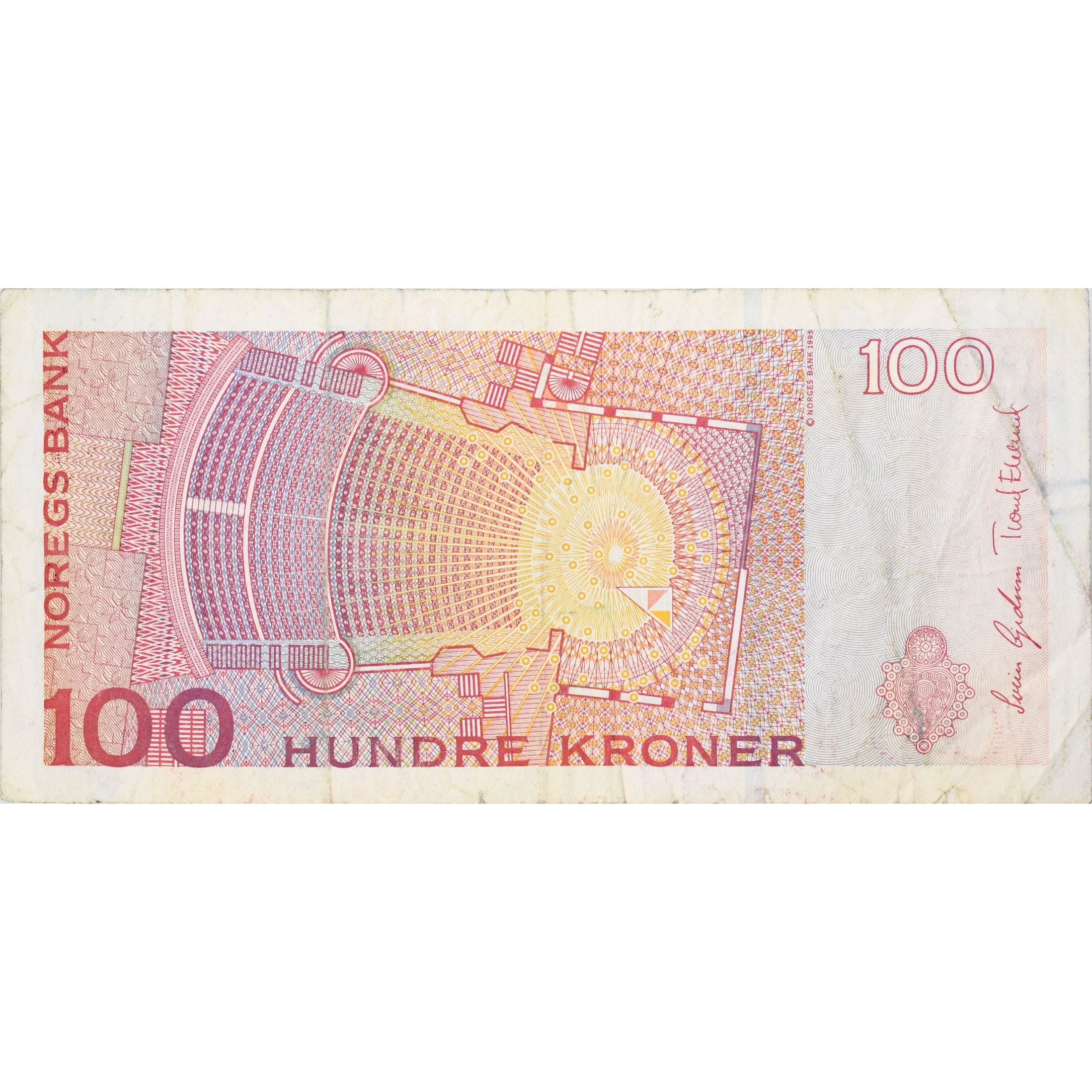 100 Kroner, Noruega, KM:47a, BC+