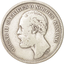 Moneta, Svezia, Oscar II, 2 Kronor, 1880, MB, Argento, KM:742