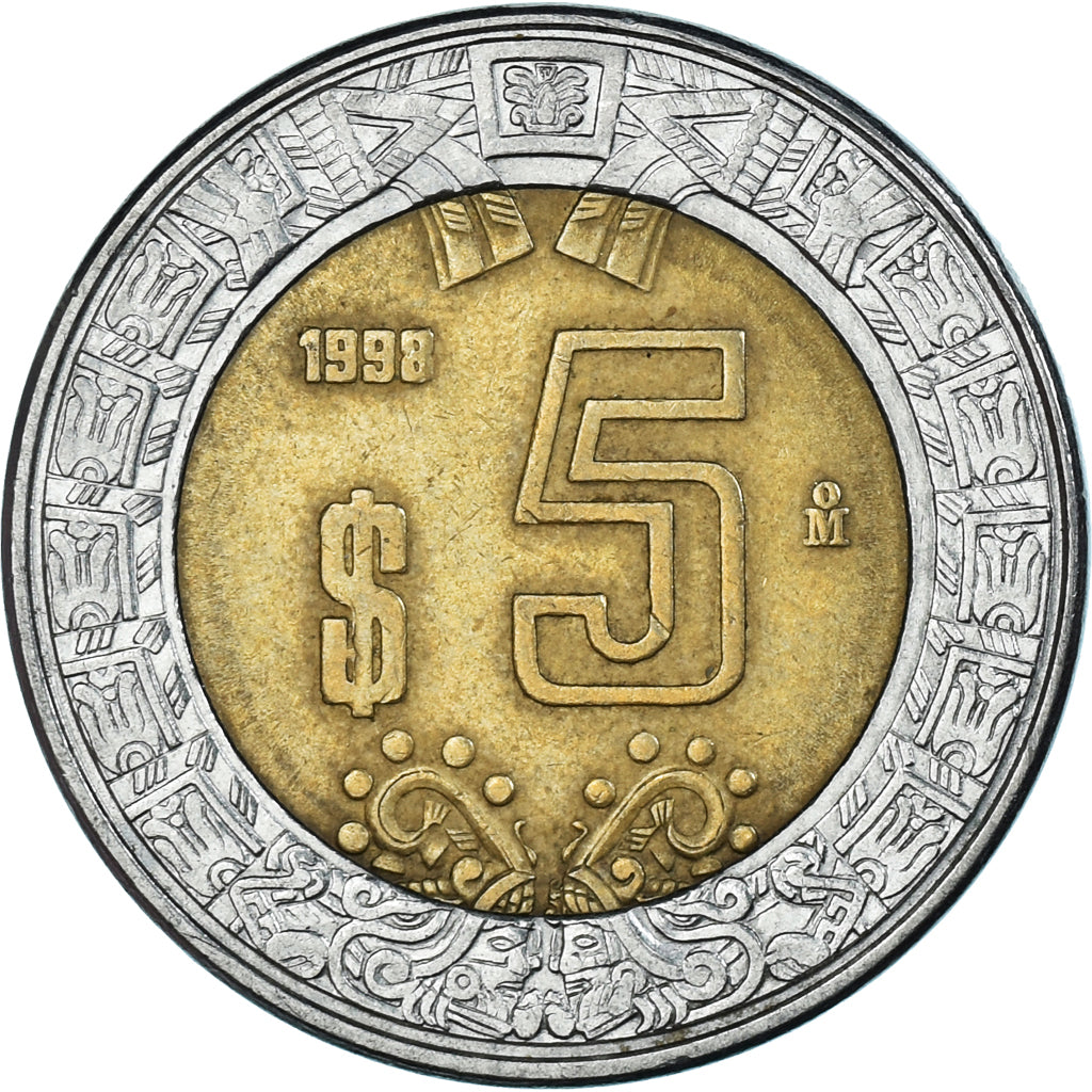 Moeda, México, 5 Pesos, 1998