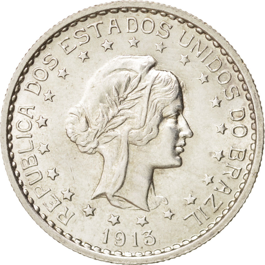 Brazil, 500 Reis, 1913, MS(63), Silver, KM:512