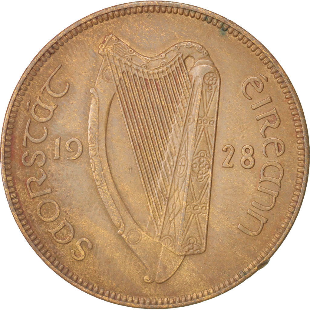 IRELAND REPUBLIC, Penny, 1928, AU(55-58), Bronze, KM:3
