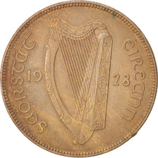 IRELAND REPUBLIC, Penny, 1928, AU(55-58), Bronze, KM:3
