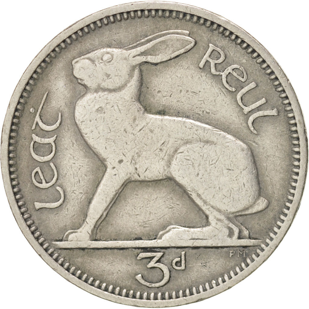 IRELAND REPUBLIC, 3 Pence, 1949, EF(40-45), Copper-nickel, KM 12a
