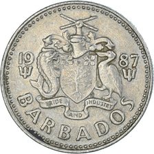 Monnaie, Barbade, 25 Cents, 1987