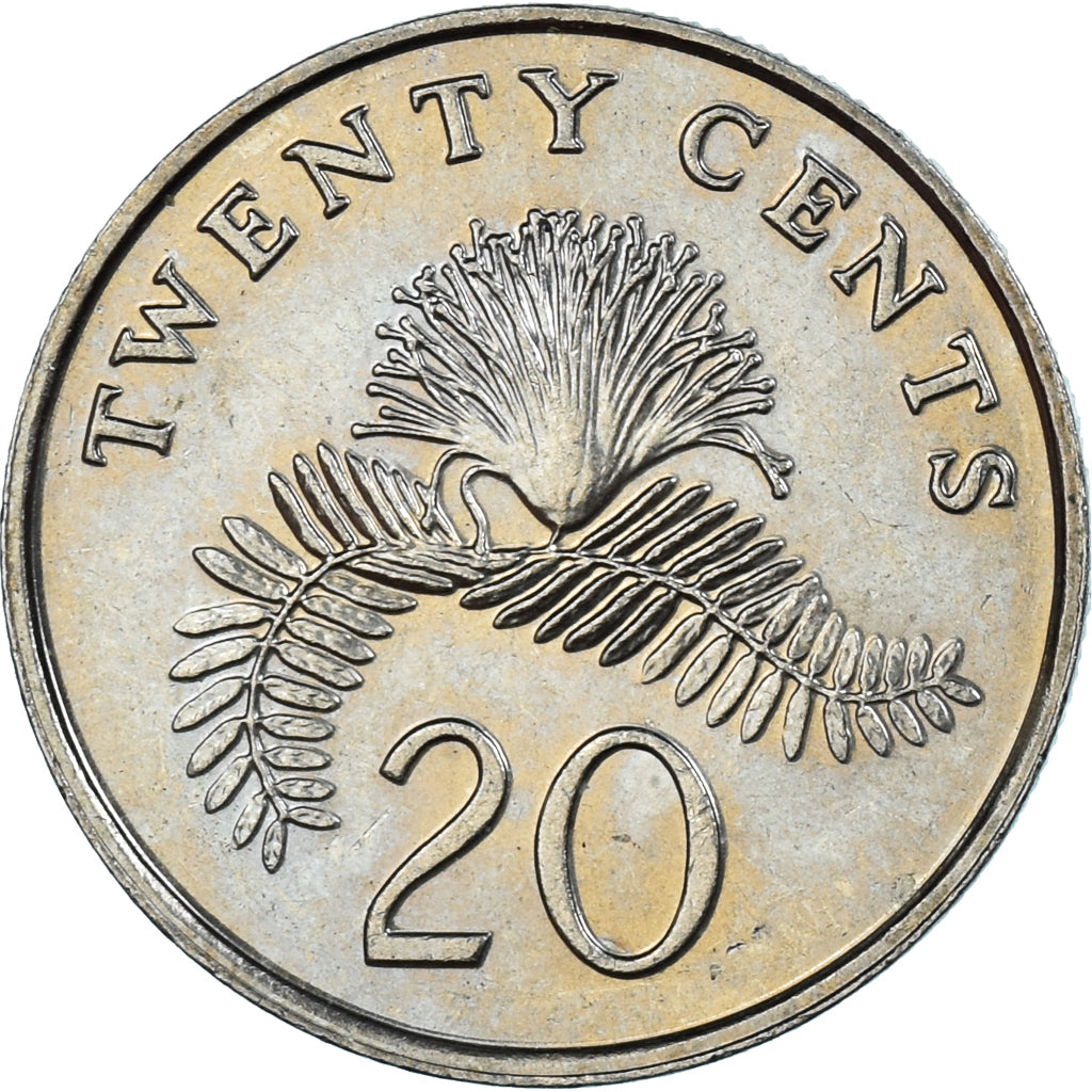 Coin, Singapore, 20 Cents, 1993