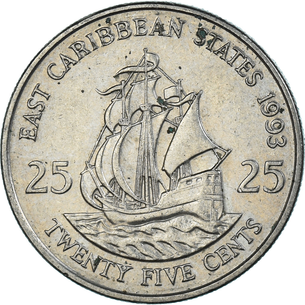 Coin, East Caribbean States, 25 Cents, 1993