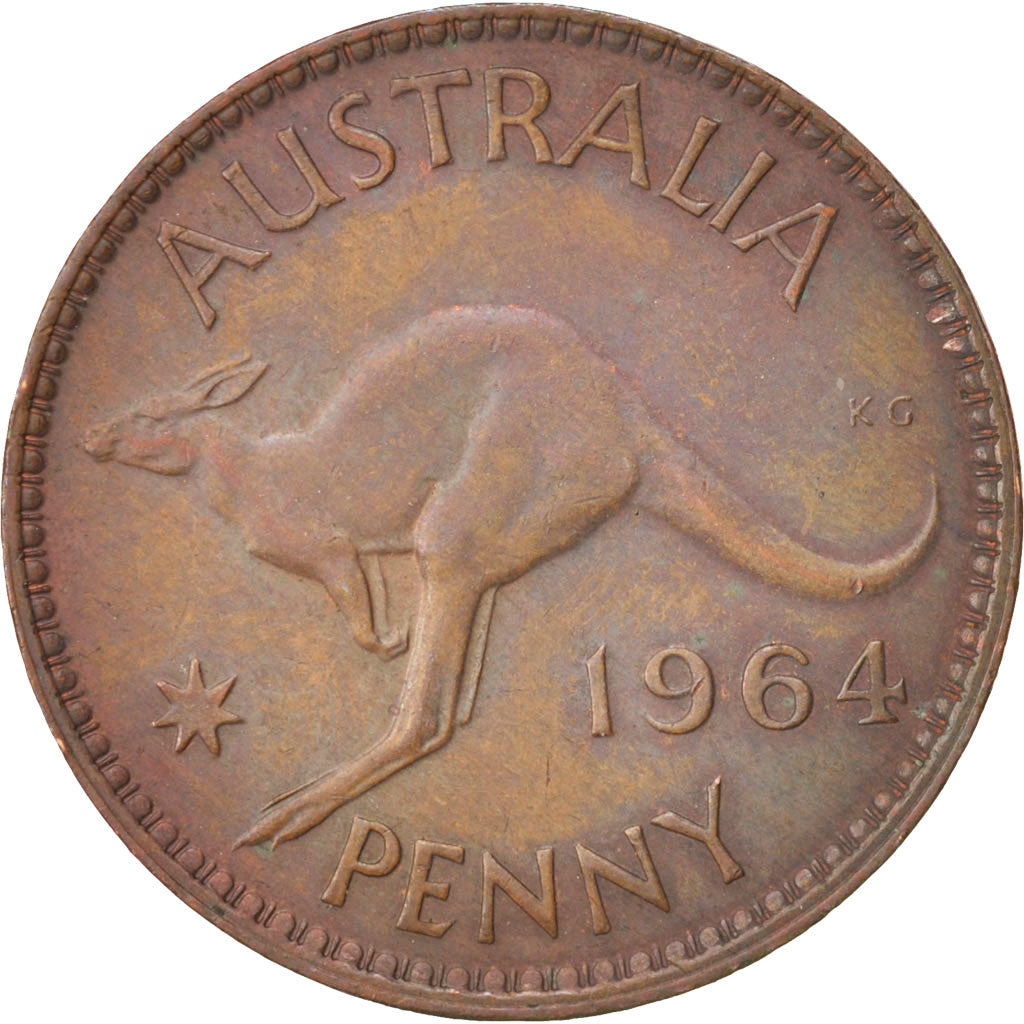 Australia, Elizabeth II, Penny, 1964, AU(55-58), Bronze, KM:56