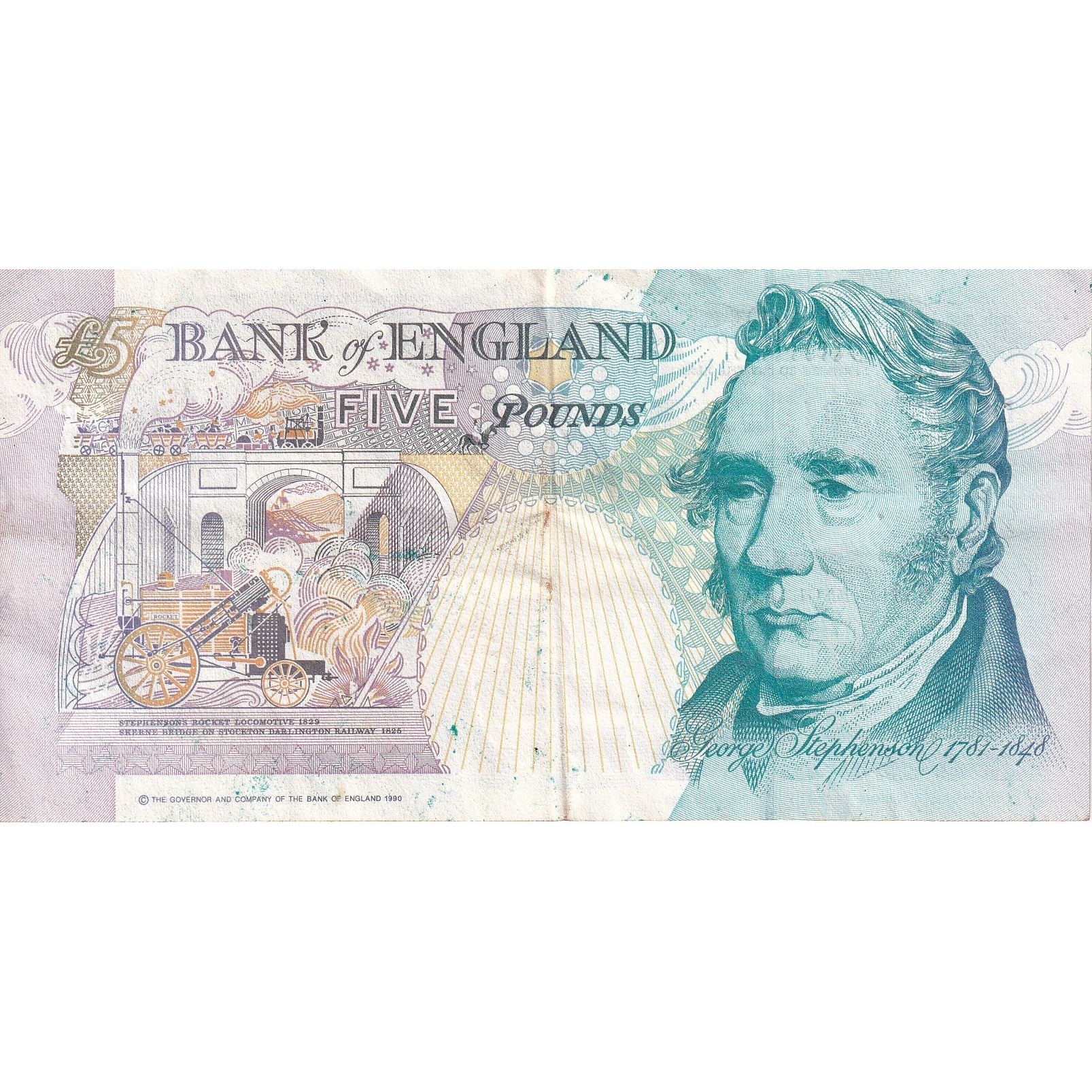 Great Britain, 5 Pounds, KM:382a, VF(30-35)