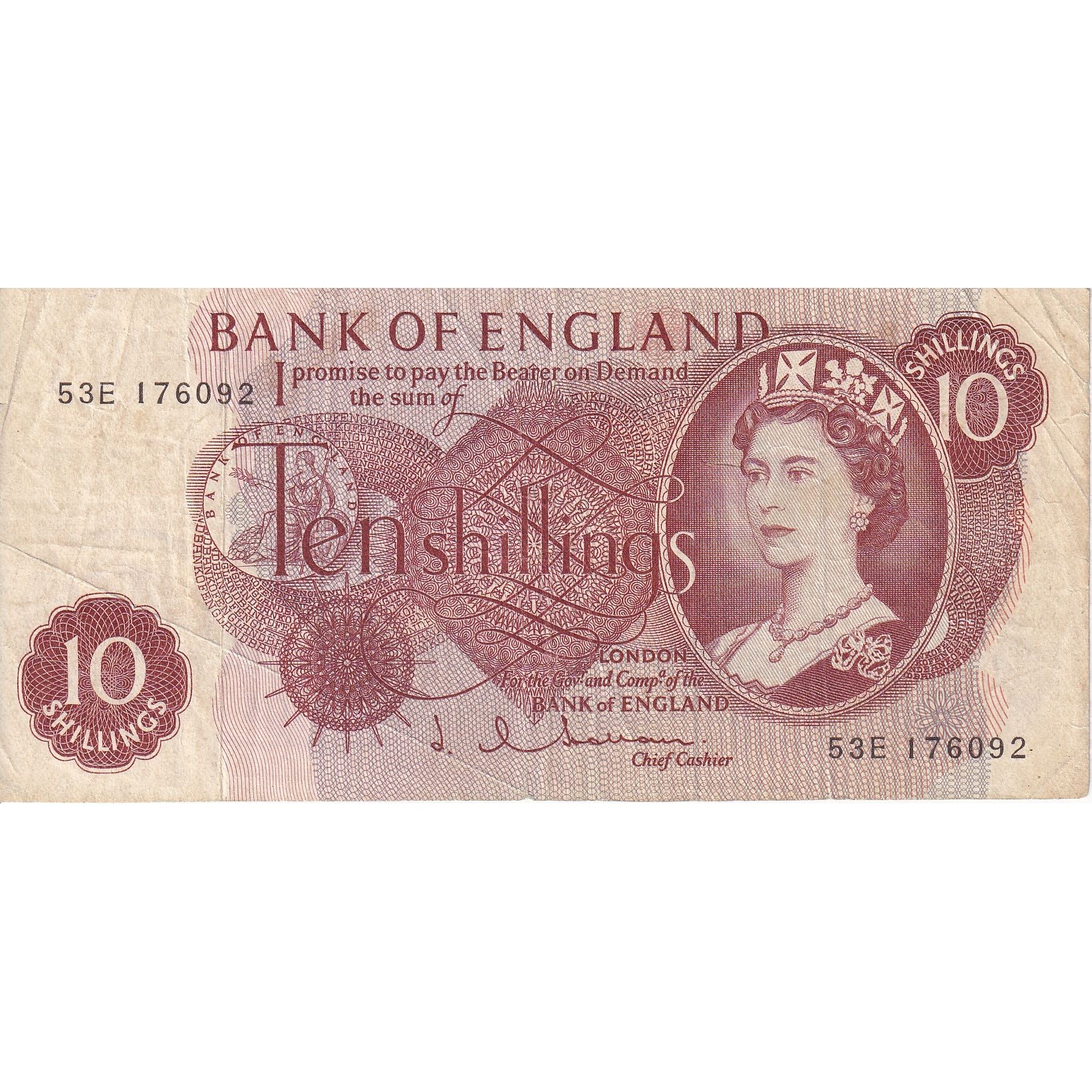 Great Britain, 10 Shillings, KM:373b, VF(30-35)