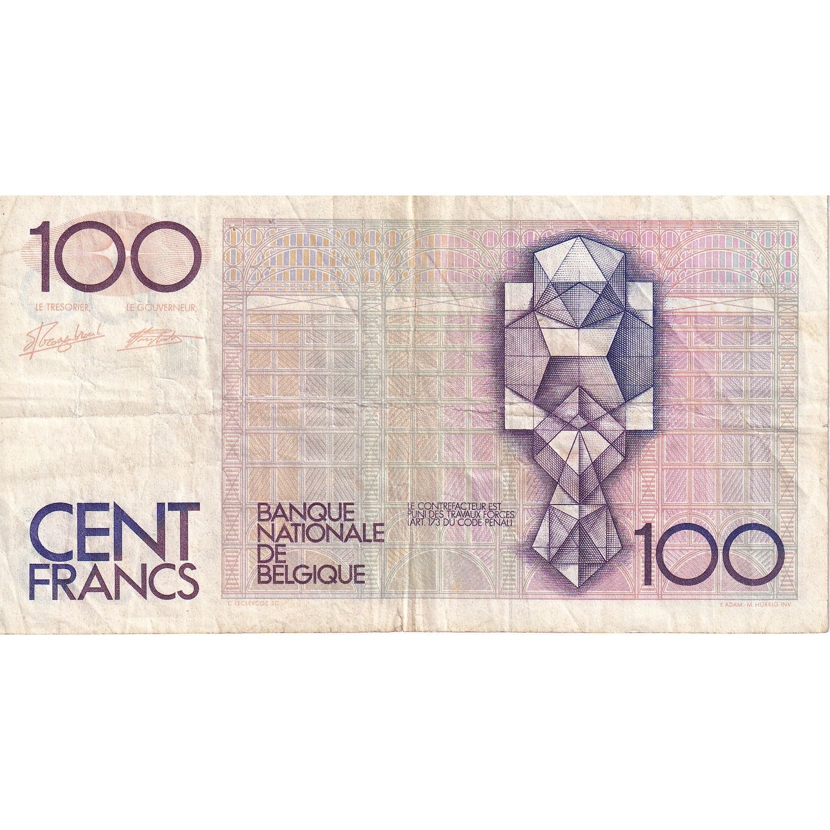 Belgium, 100 Francs, KM:140a, VF(30-35)