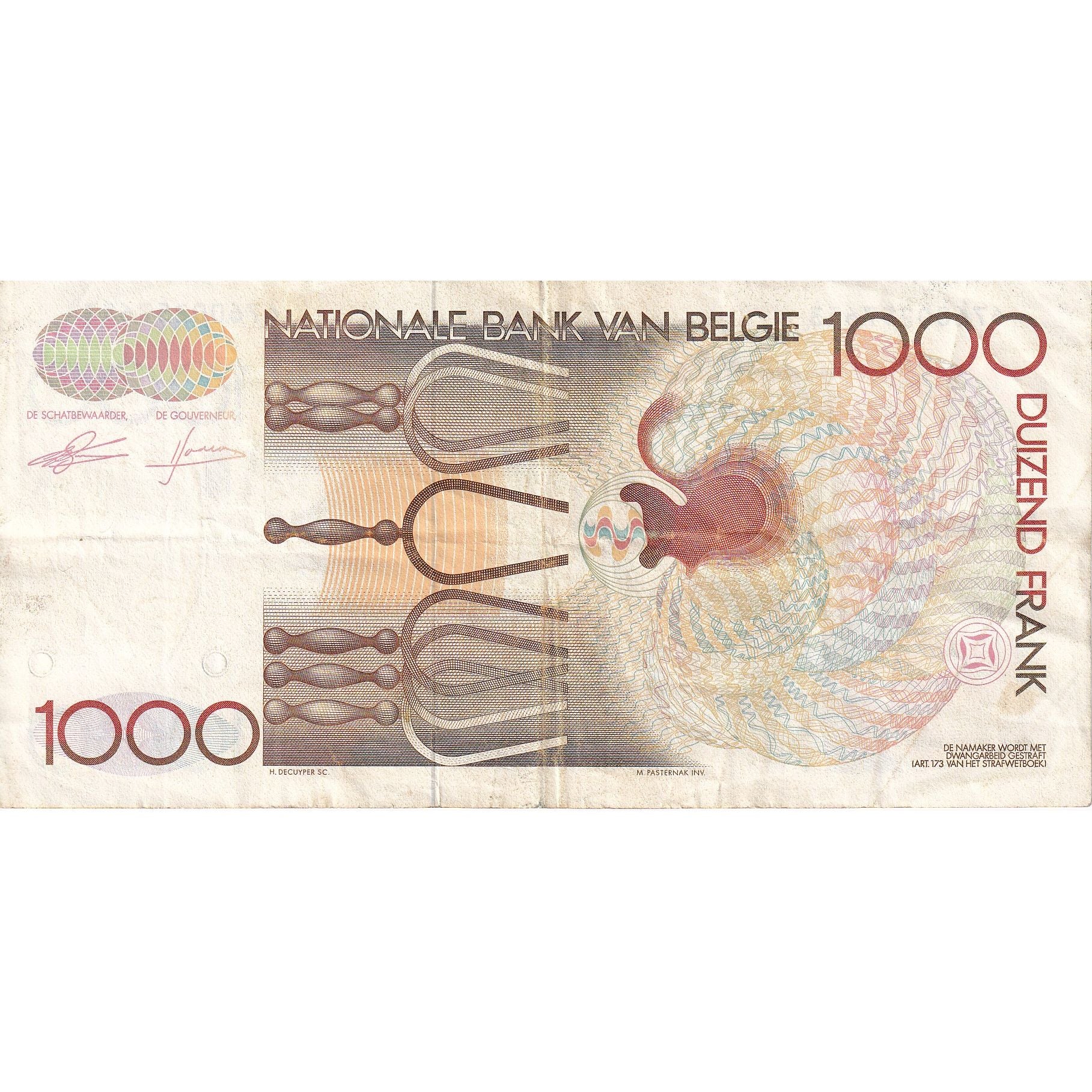 Belgia, 1000 Francs, KM:144a, EF(40-45)
