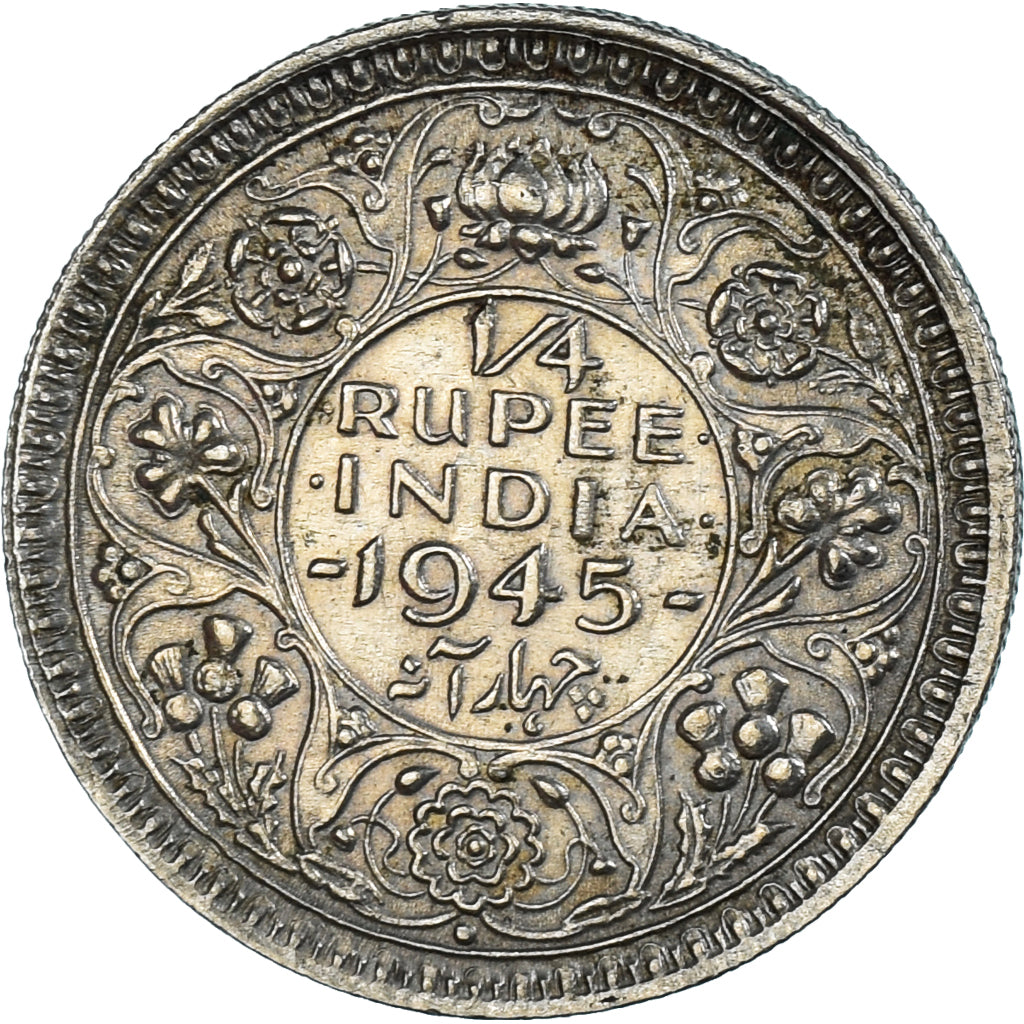 Coin, India, 1/4 Rupee, 1945