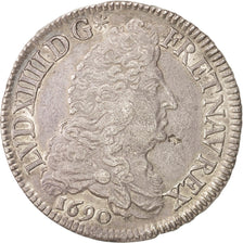 Coin, France, Louis XIV, 1/2 Écu aux 8 L, 1/2 Ecu, 1690, Paris, AU(50-53)