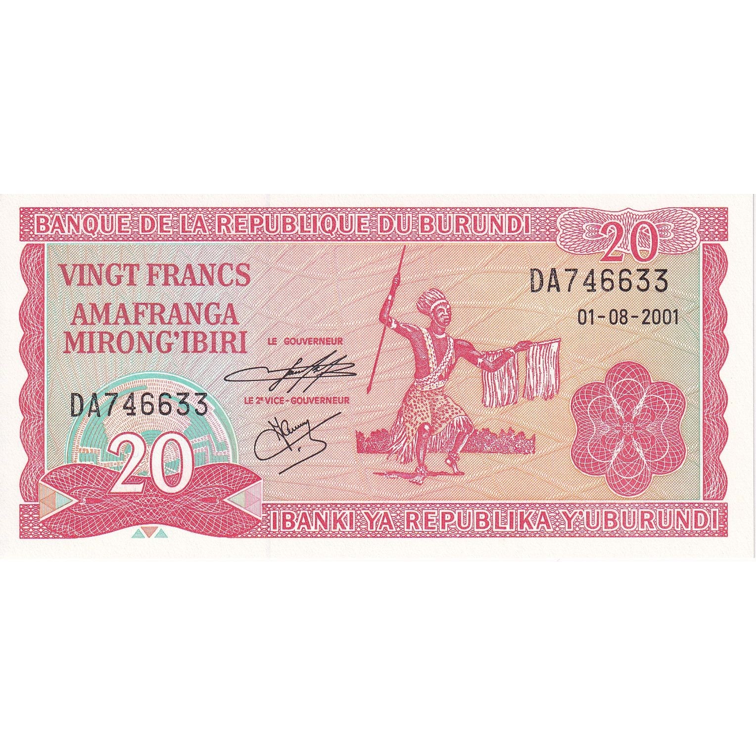 Burundi, 20 Francs, 2001, 2001-08-01, KM:27d, FDS