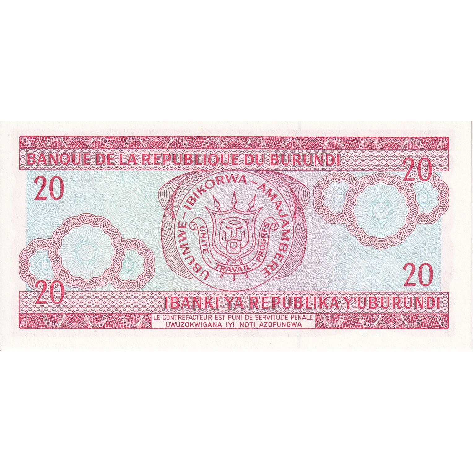 Burundi, 20 Francs, 2001, 2001-08-01, KM:27d, FDS