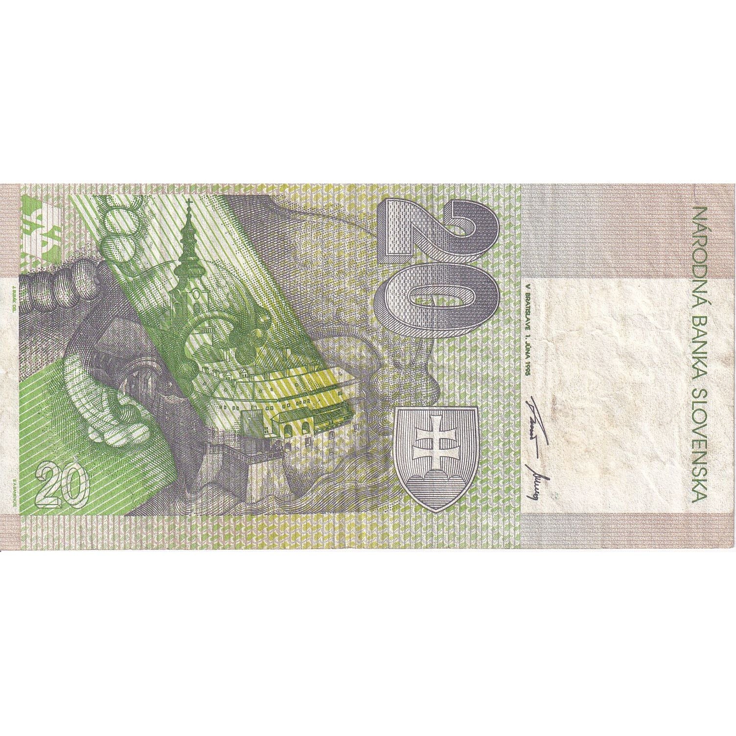 Slovacchia, 20 Korun, 1995, 1995-06-01, KM:20b, BB