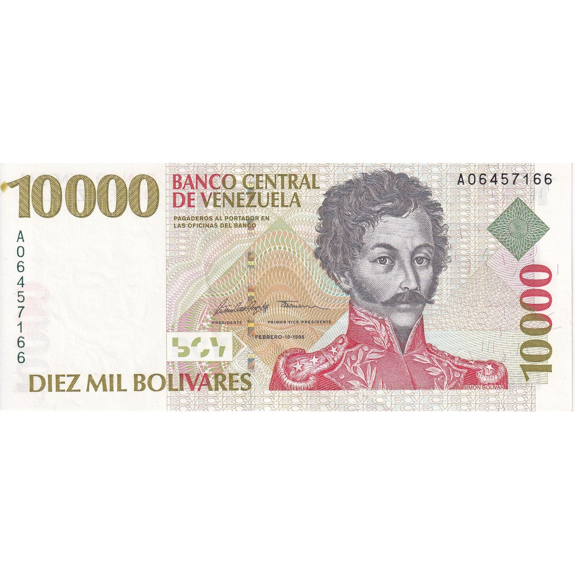 Venezuela, 10,000 Bolívares, 1998, 1998-02-10, KM:81, AU(55-58)