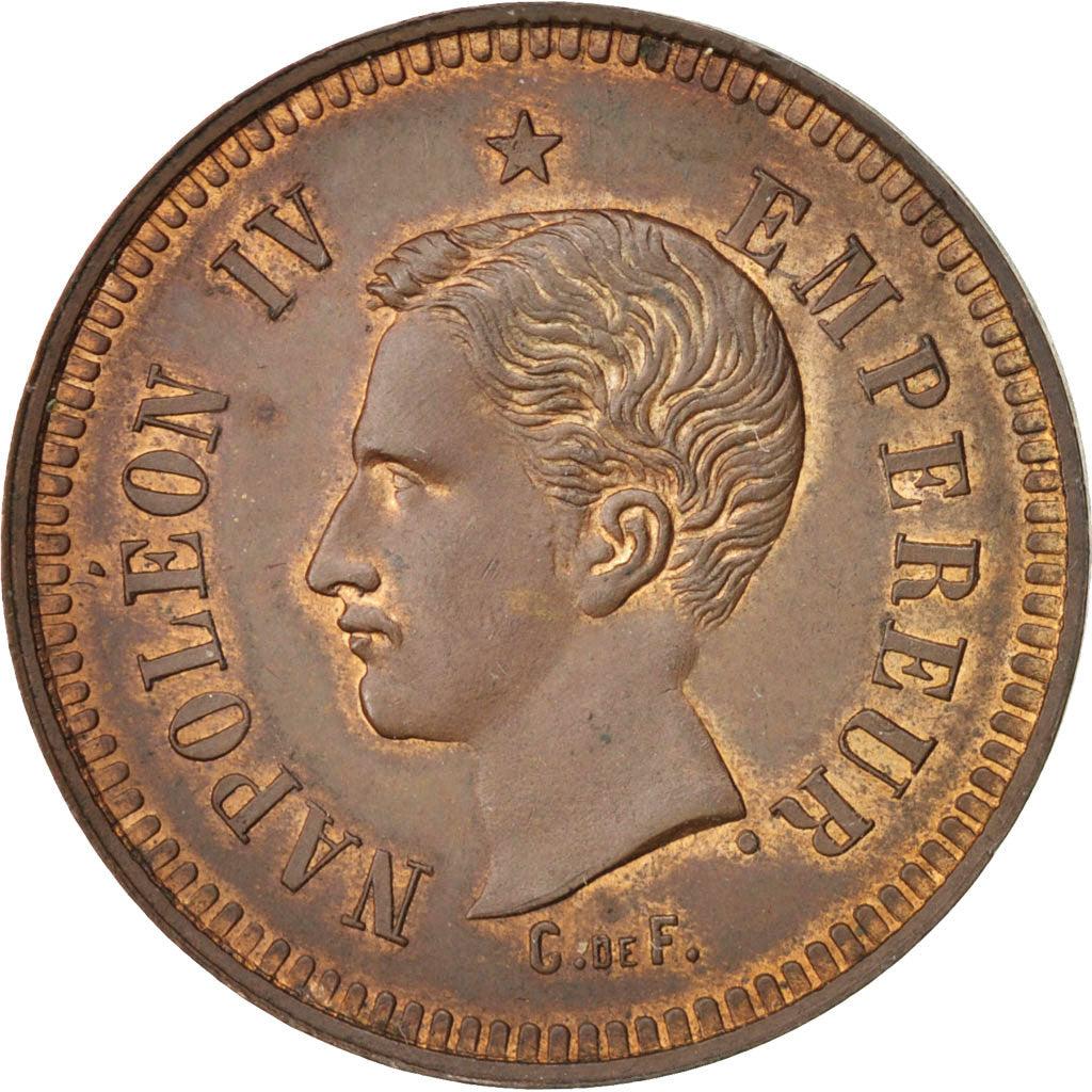 France, Napoléon IV, 10 Centimes, 1874, Brussels, MS(63), Bronze, Gadoury:254
