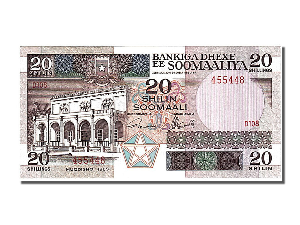 Somalia, 20 Shilin = 20 Shillings, 1989, KM #33d, UNC(65-70), D108