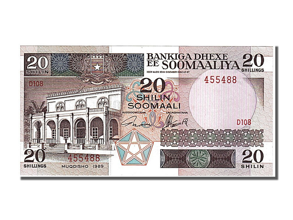 Somalia, 20 Shilin = 20 Shillings, 1989, KM #33d, UNC(65-70), D108