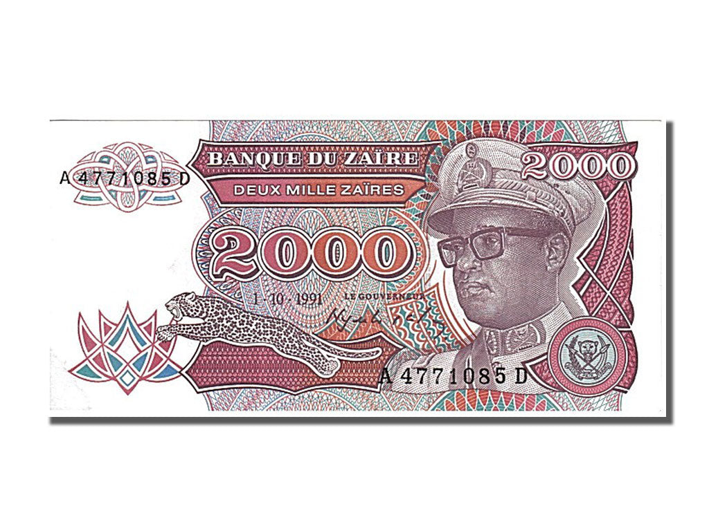 Zaïre, 2000 Zaïres, 1991, KM #36a, 1991-10-01, AU(55-58), A4771085D