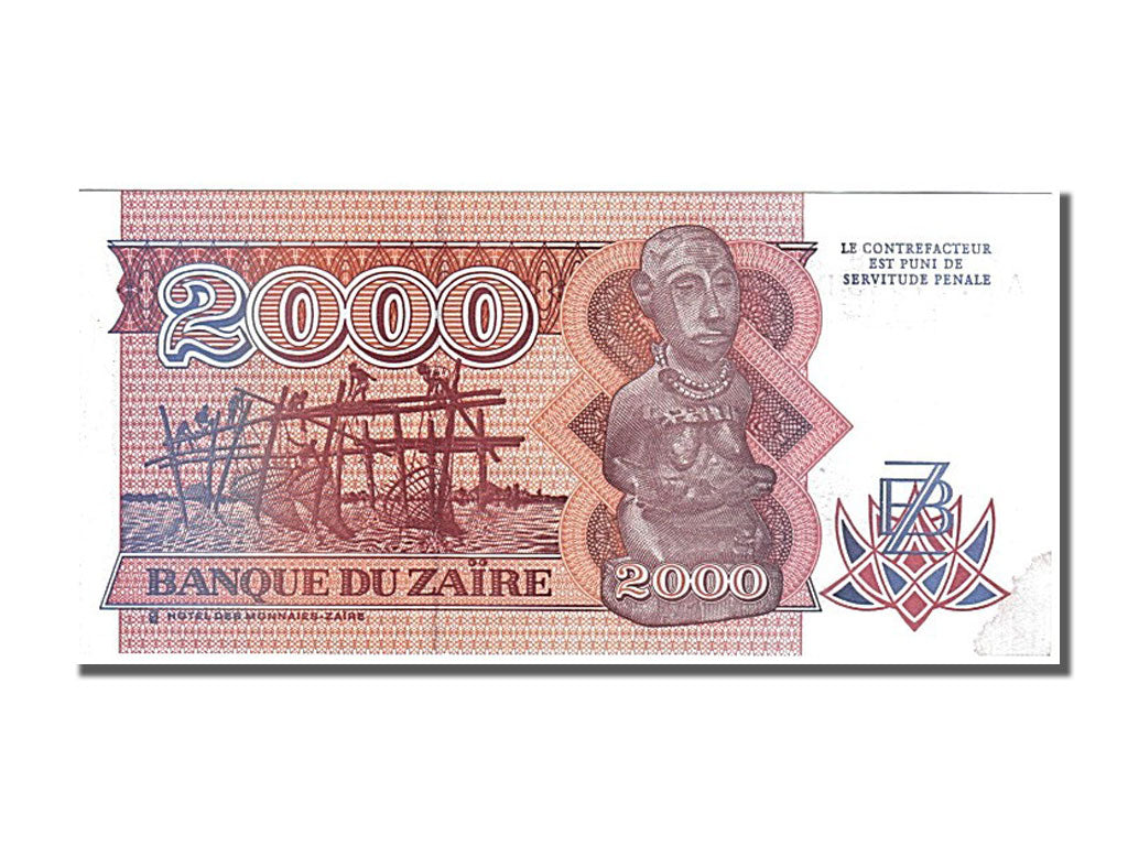 Zaïre, 2000 Zaïres, 1991, KM #36a, 1991-10-01, AU(55-58), A4771085D