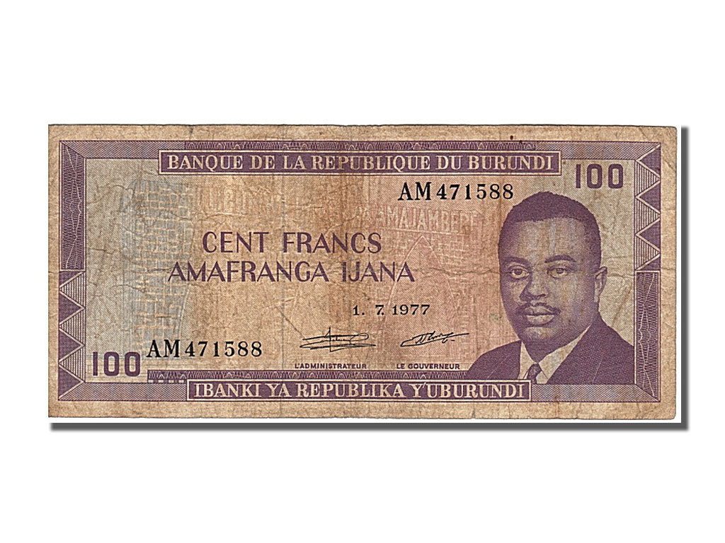 Burundi, 100 Francs, 1977, KM #29a, 1977-07-01, EF(40-45), AM